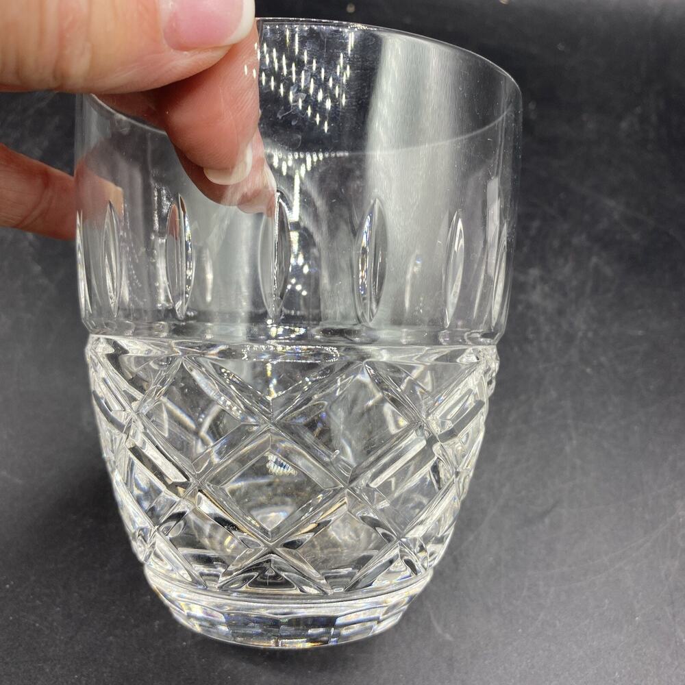 Double Old Fashioned Glass 4 1/4”Clear Polished Cut Glass Heavy Bottom - Picture 3 of 6